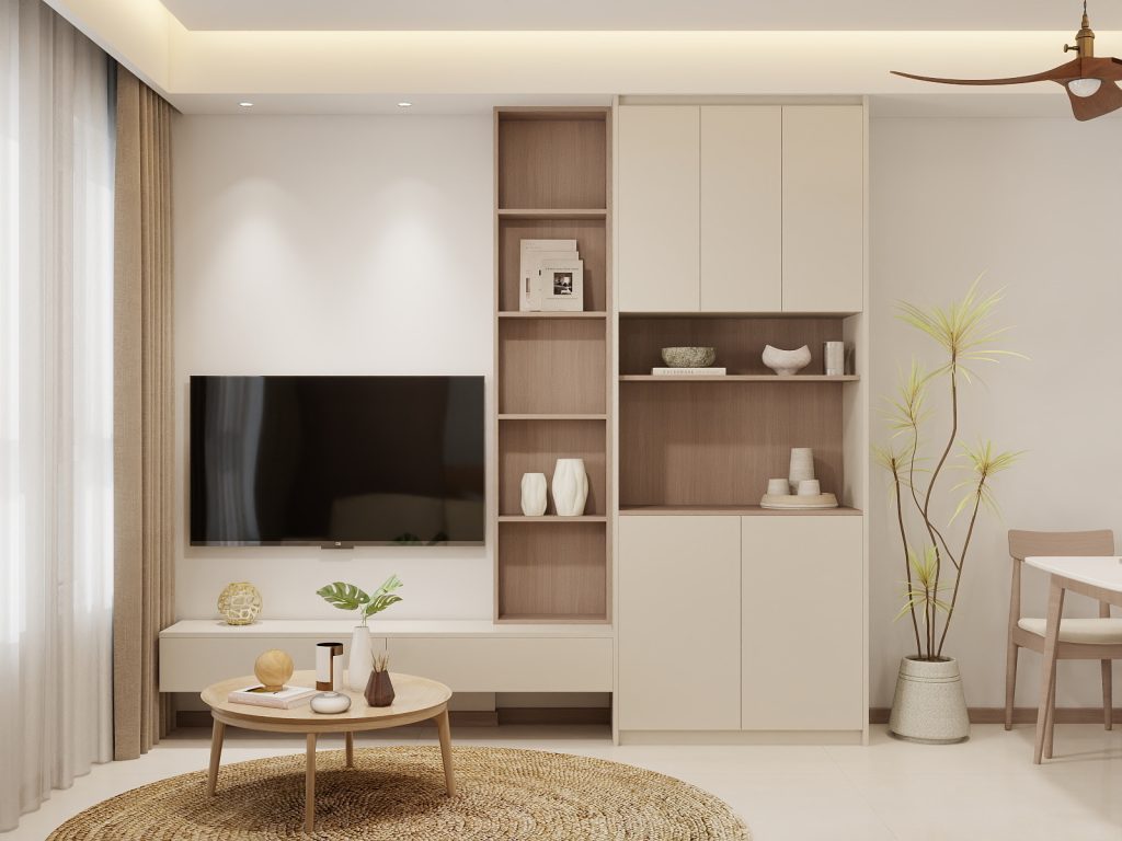 Living Suspended Tv Console  & Full height display cabinet (9 feet)