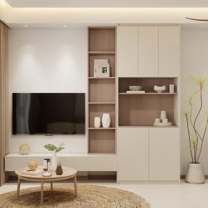 Living Suspended Tv Console  & Full height display cabinet (9 feet)