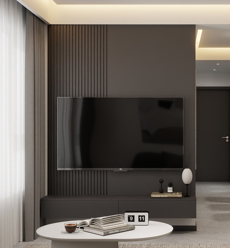 Living Suspended Tv Console & Tv Feature Wall (7.5 feet)