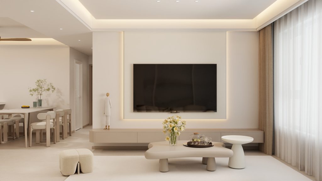 Living Suspended Tv Console & Tv Feature Wall (11 feet)