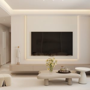 Living Suspended Tv Console & Tv Feature Wall (11 feet)