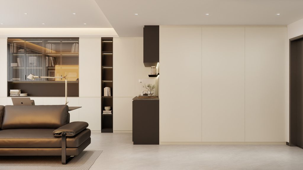 Feature wall tac-tac door in laminated finishing