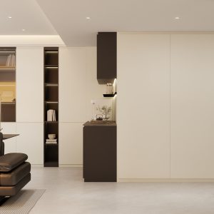 Feature wall tac-tac door in laminated finishing