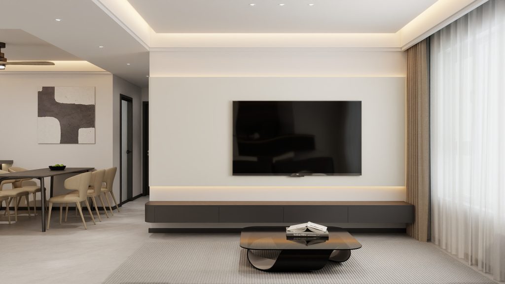 Living Suspended Tv Console & Tv Feature Wall (11 feet)