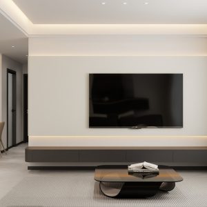Living Suspended Tv Console & Tv Feature Wall (11 feet)