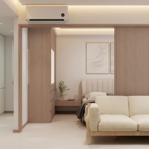 Bedroom 1 Full Height Space Saving Beds with Storage Cabinet (7 feet)