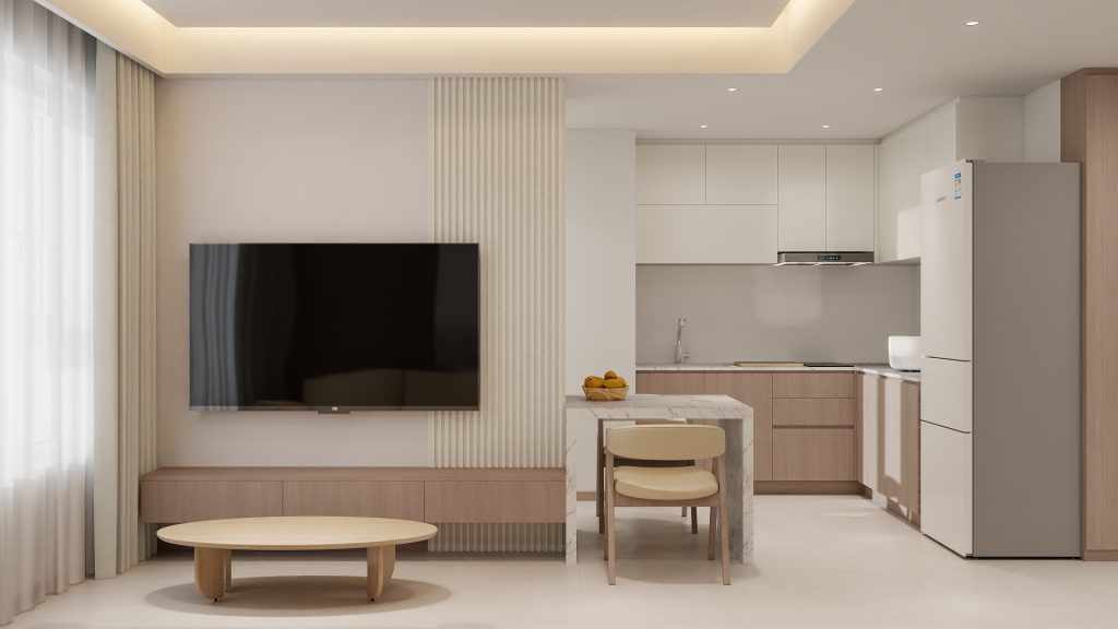 Living Suspended Tv Console & Tv Feature Wall (7 feet)