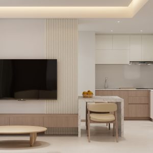 Living Suspended Tv Console & Tv Feature Wall (7 feet)