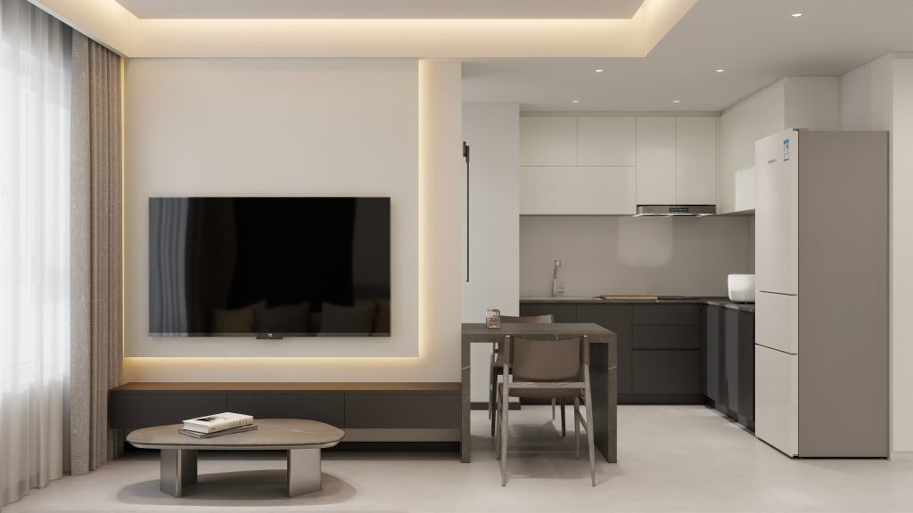 Living Suspended Tv Console & Tv Feature Wall (7 feet)