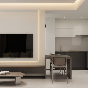 Living Suspended Tv Console & Tv Feature Wall (7 feet)
