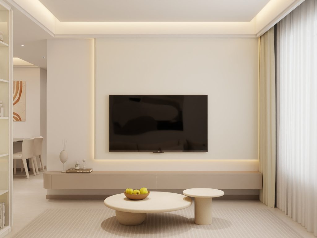 Living Suspended Tv Console & Tv Feature Wall (10.5 feet)