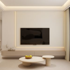 Living Suspended Tv Console & Tv Feature Wall (10.5 feet)