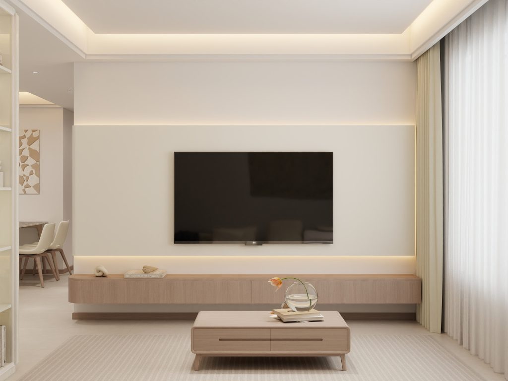 Living Suspended Tv Console & Tv Feature Wall (10.5 feet)