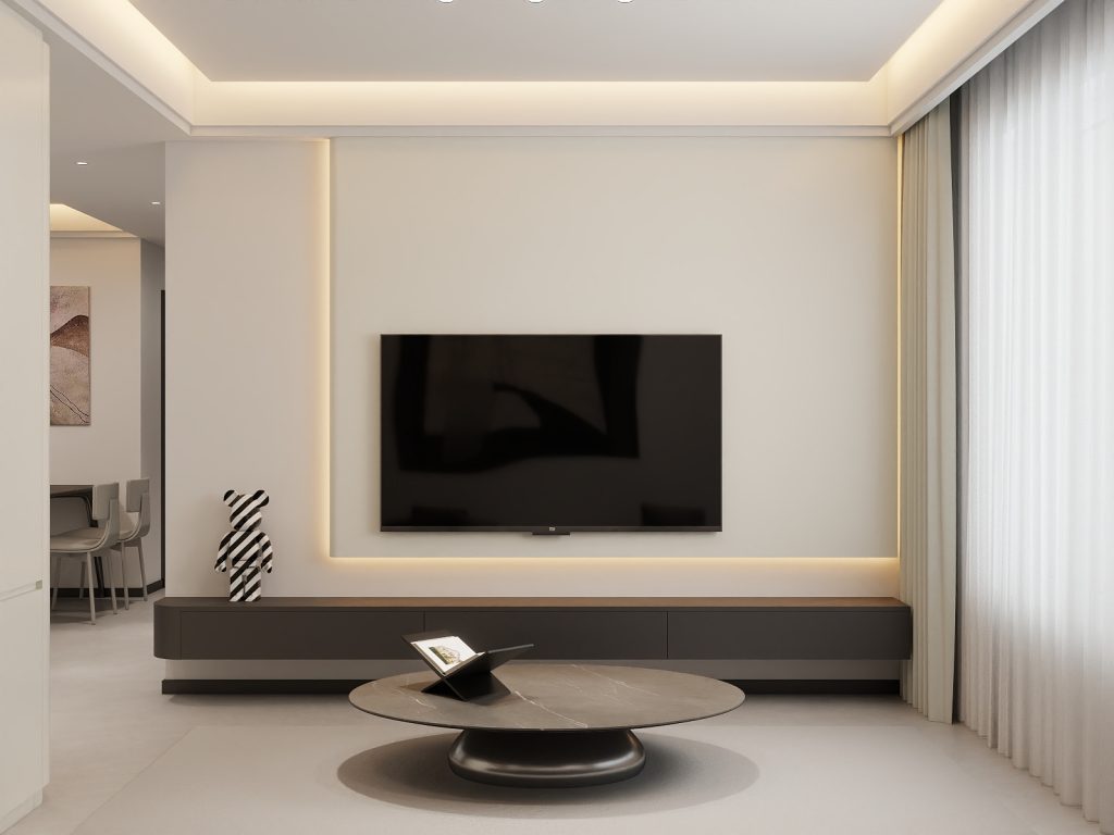 Living Suspended Tv Console & Tv Feature Wall (10.5 feet)