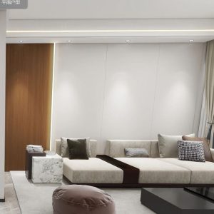 Living sofa behind Feature Wall