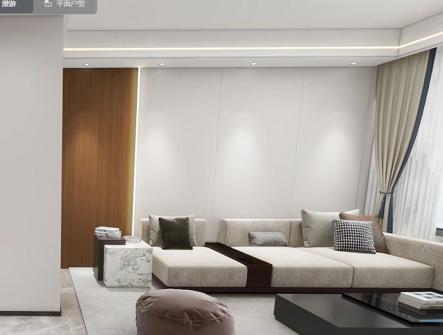 Living sofa behind Feature Wall