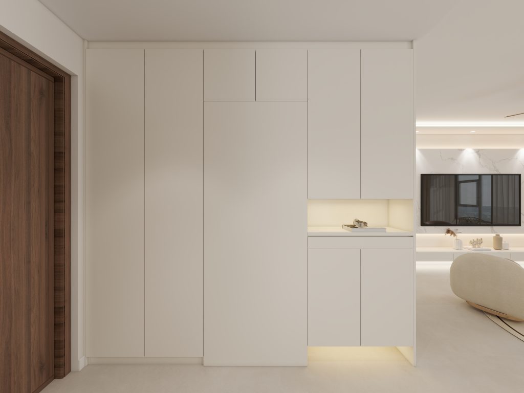 Foyer Full Height Shoes Cabinet and Bomb Shelter Door (8.5 feet)