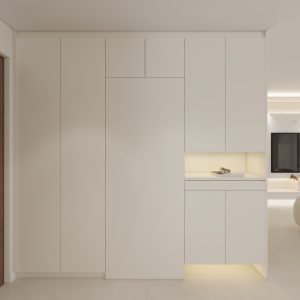 Foyer Full Height Shoes Cabinet and Bomb Shelter Door (8.5 feet)