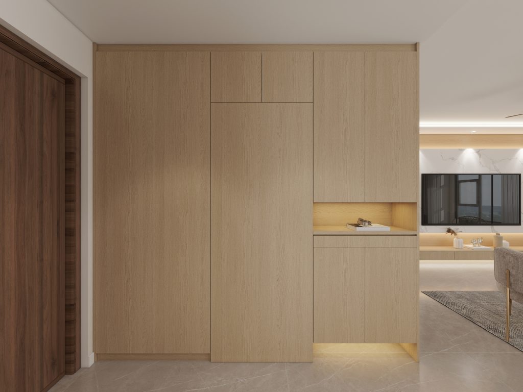 Foyer Full Height Shoes Cabinet and Bomb Shelter Door (8.5 feet)