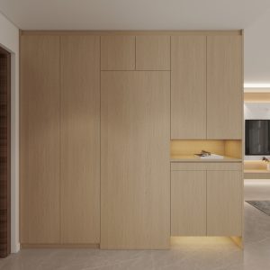 Foyer Full Height Shoes Cabinet and Bomb Shelter Door (8.5 feet)
