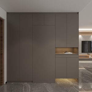 Foyer Full Height Shoes Cabinet and Bomb Shelter Door (8.5 feet)