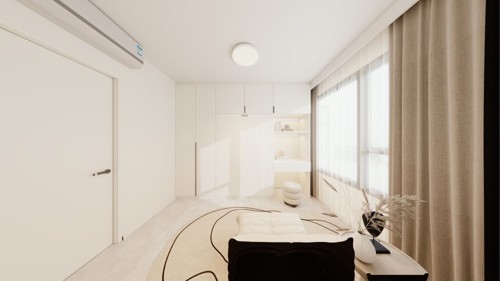 Bedroom 2 Space Saving Beds with Casement Wardrobe with Open Shelves  (9.5  feet)