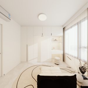 Bedroom 2 Space Saving Beds with Casement Wardrobe with Open Shelves  (9.5  feet)