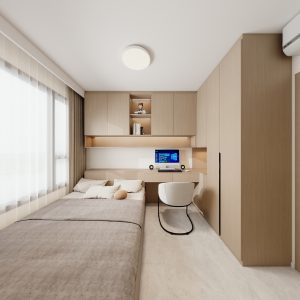 Bedroom 1 bedTatami Platform Bed with Casement Wardrobe (18 feet)