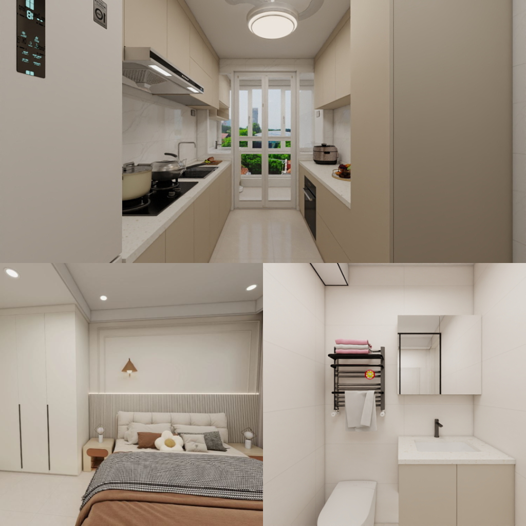 Tengah Garden Bloom 4-Room Design A (Kitchen, Master Bedroom, and Bathroom Cabinets)