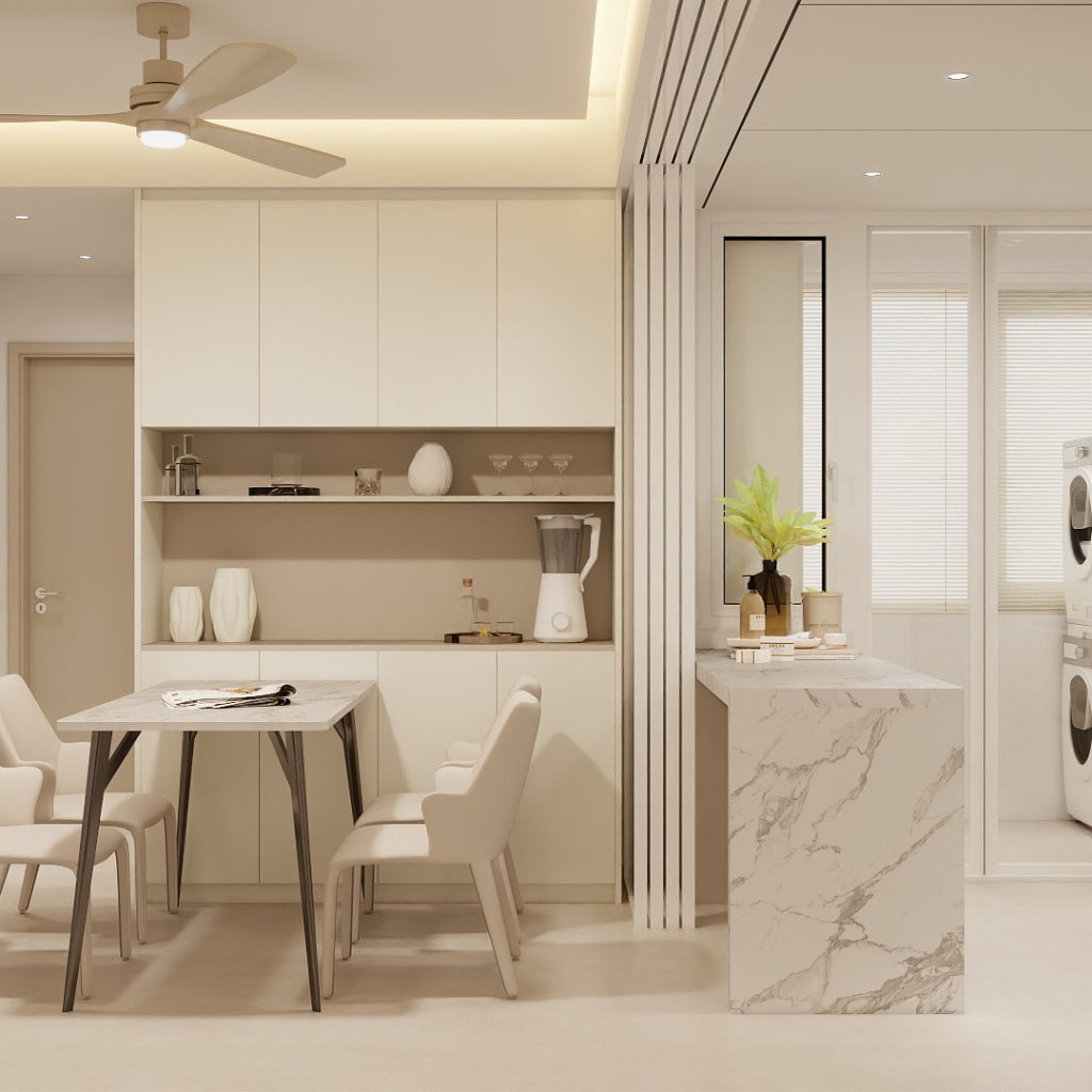 Dinning Full Height Cabinet with Open Shelves