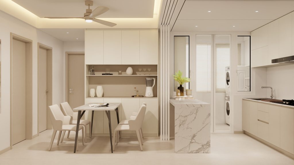Dinning Full Height Cabinet with Open Shelves