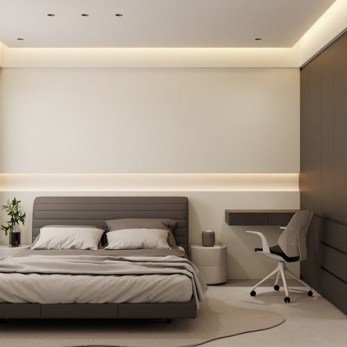 Master Bedroom Feature Wall with LED Light