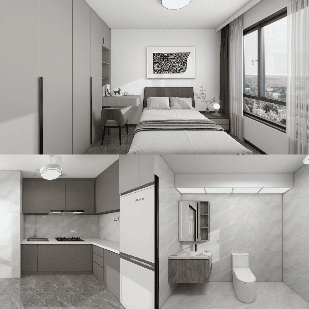 Canberra Vista 2-Room Design C (Kitchen, Master Bedroom, and Bathroom Cabinets)