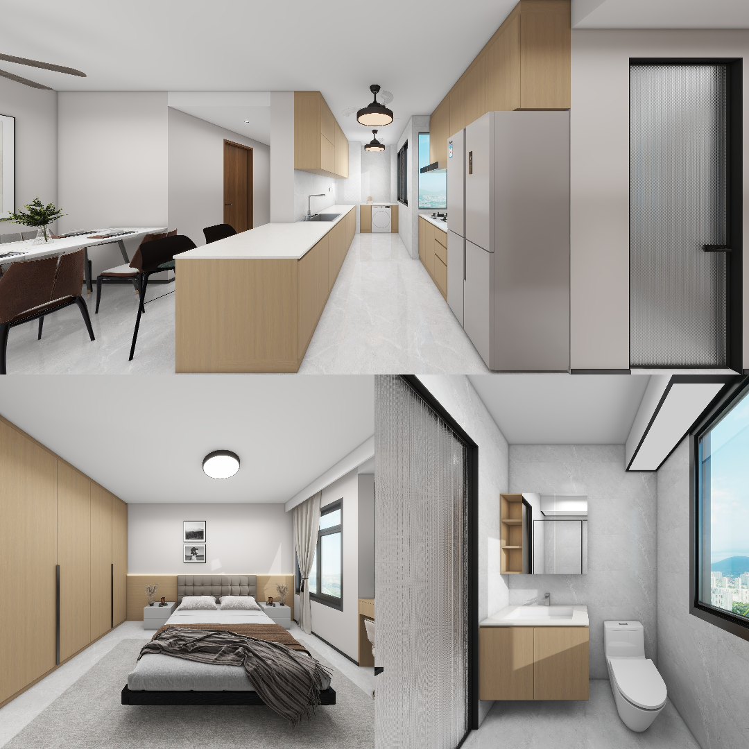 Tengah Parc Clover 4-Room Design B (Kitchen, Master Bedroom, and Bathroom Cabinets)