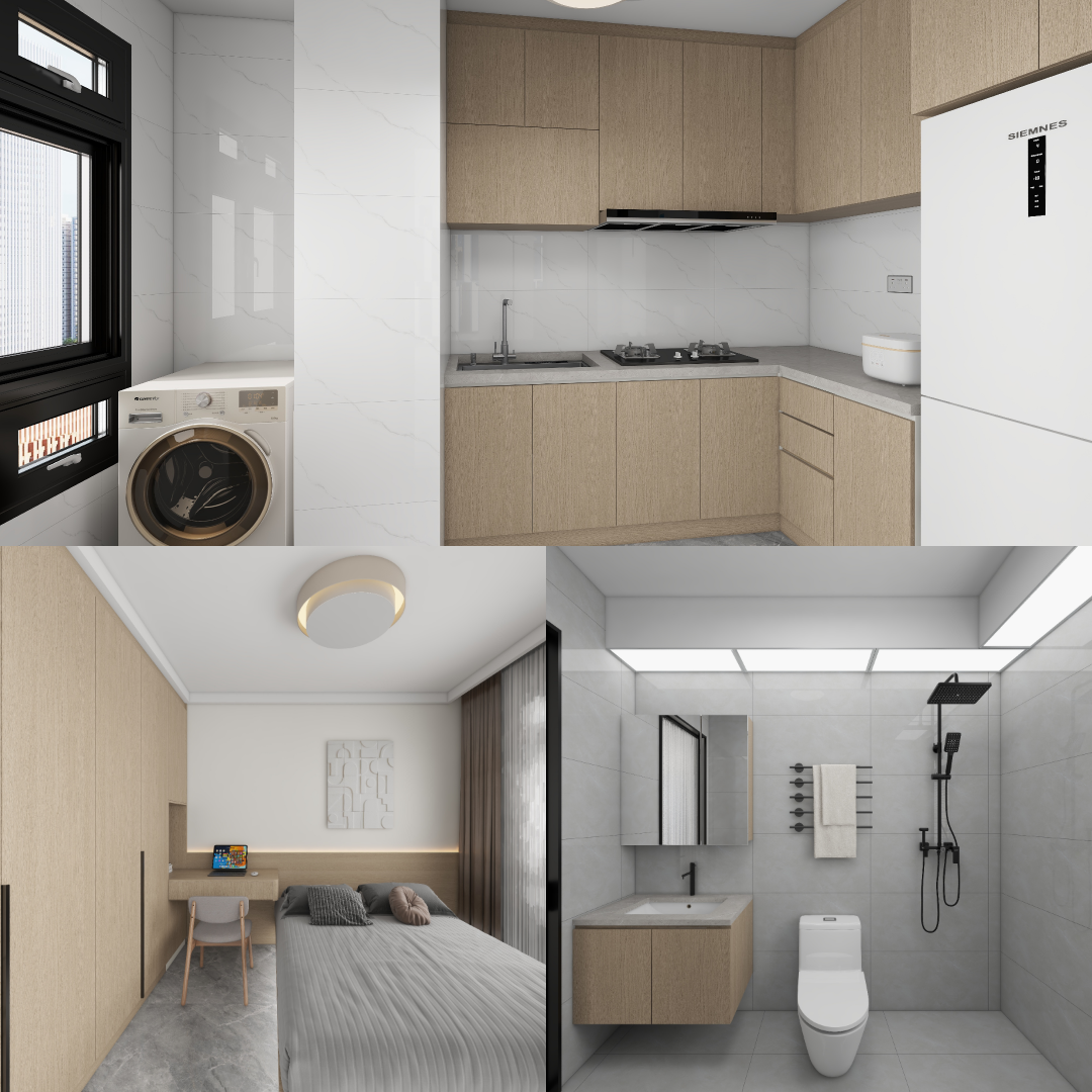 Tampines Green Emerald 2-Room Design B (Kitchen, Master Bedroom, and Bathroom Cabinets)