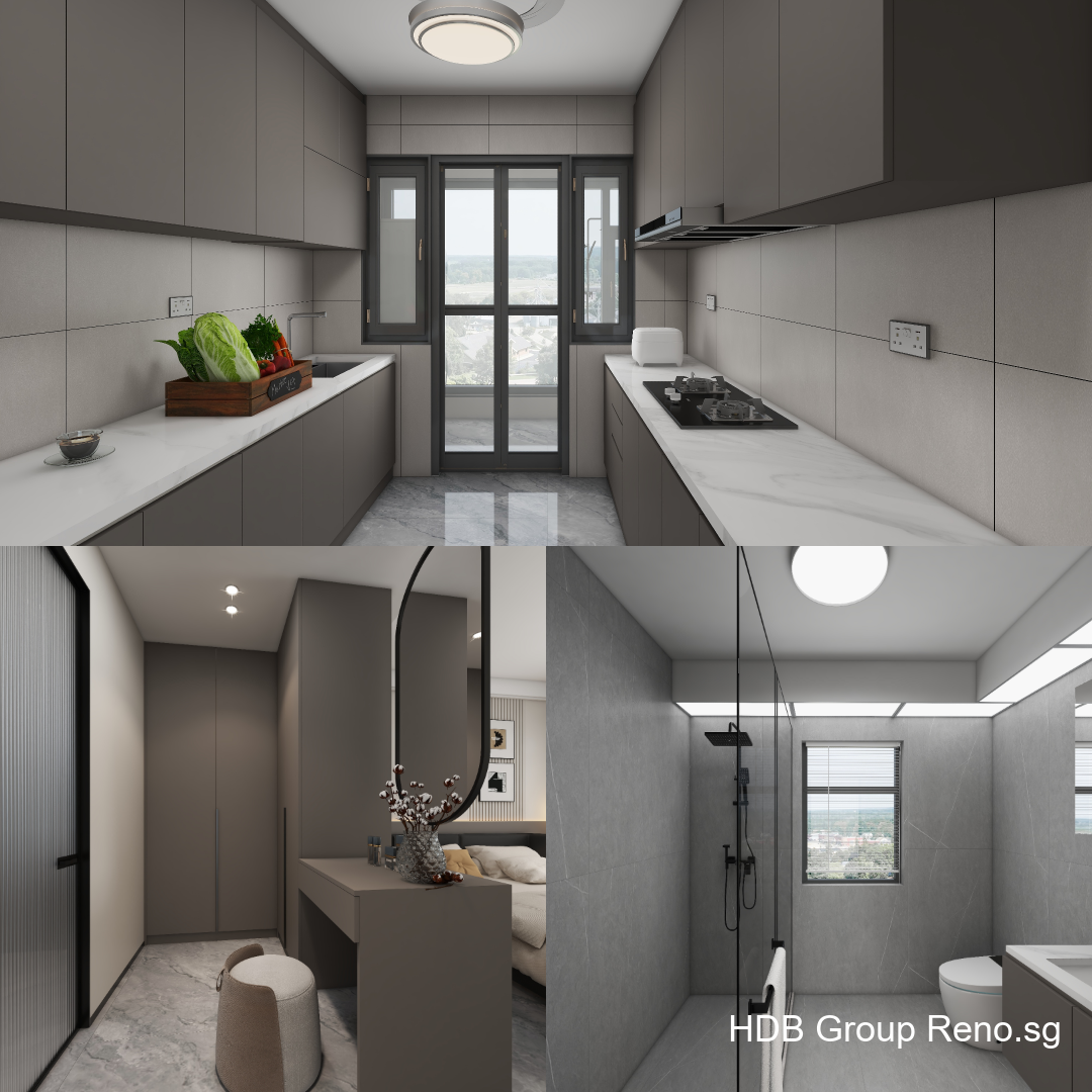 Yishun Boardwalk 5-Room Design C (Kitchen, Master Bedroom, and Bathroom Cabinets)